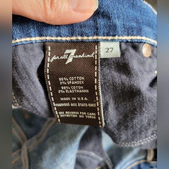 ✨️HP✨️7 For All Mankind | Blue Denim Slim Straight Leg Jeans (SIZE 27) - Picture 6 of 9